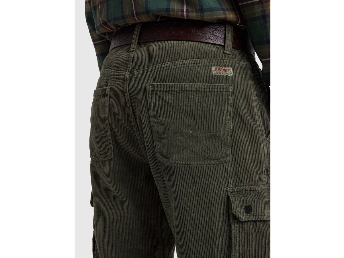 Pantaloni cargo in velluto effetto used