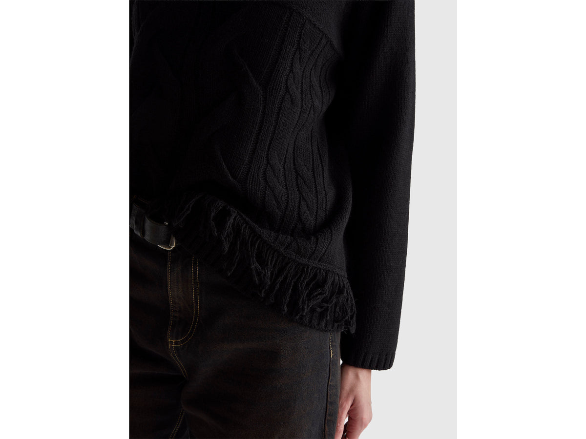 Maglione dolcevita over fit con frange