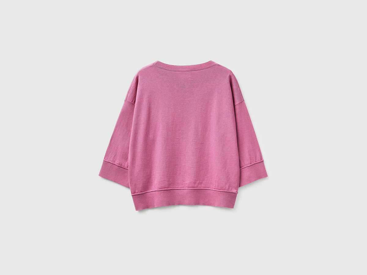 Maglia girocollo in cotone e lana