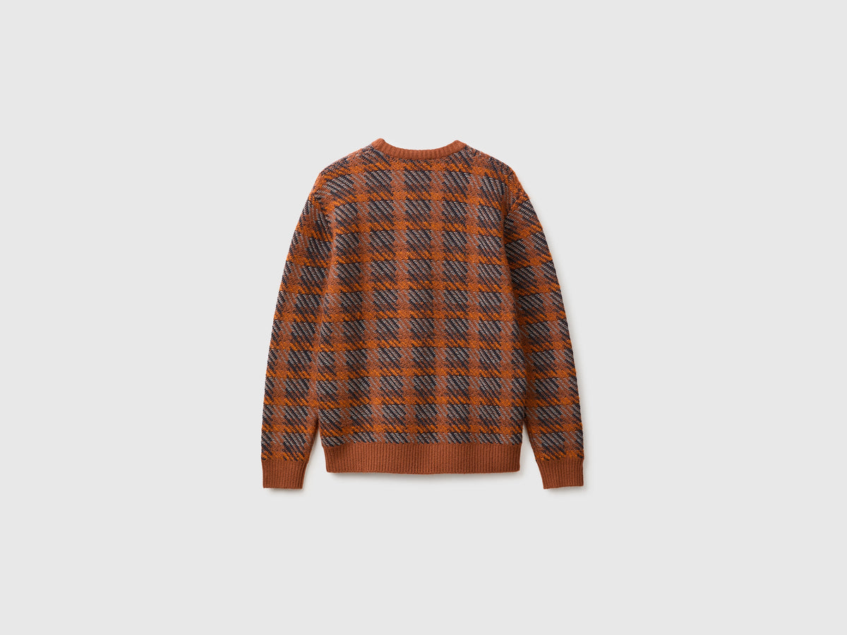 Maglia tartan in misto cotone e lana