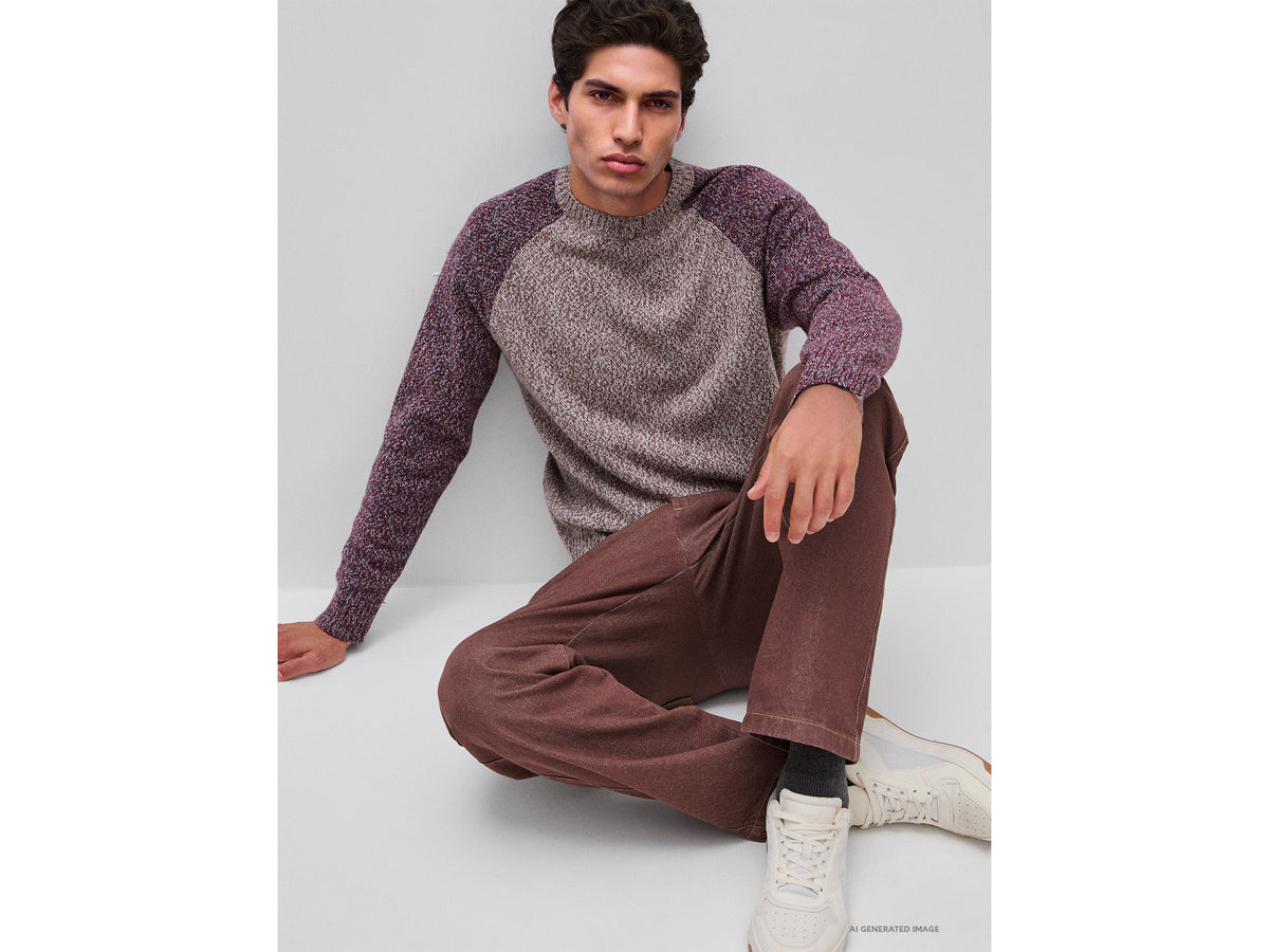 Maglia color block in misto lana
