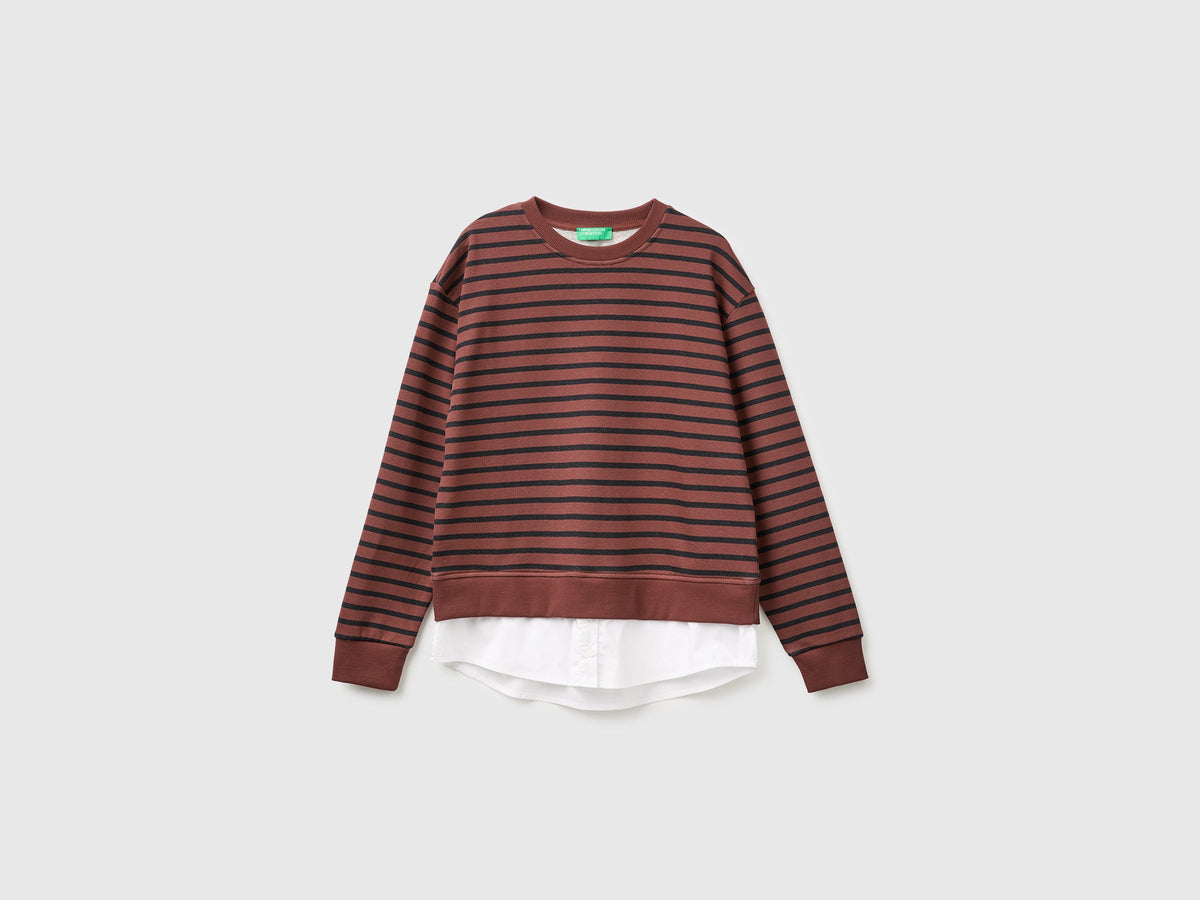 Felpa a righe con inserto a camicia