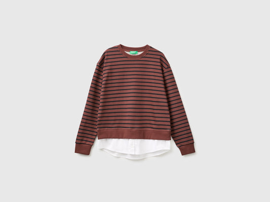 Felpa a righe con inserto a camicia