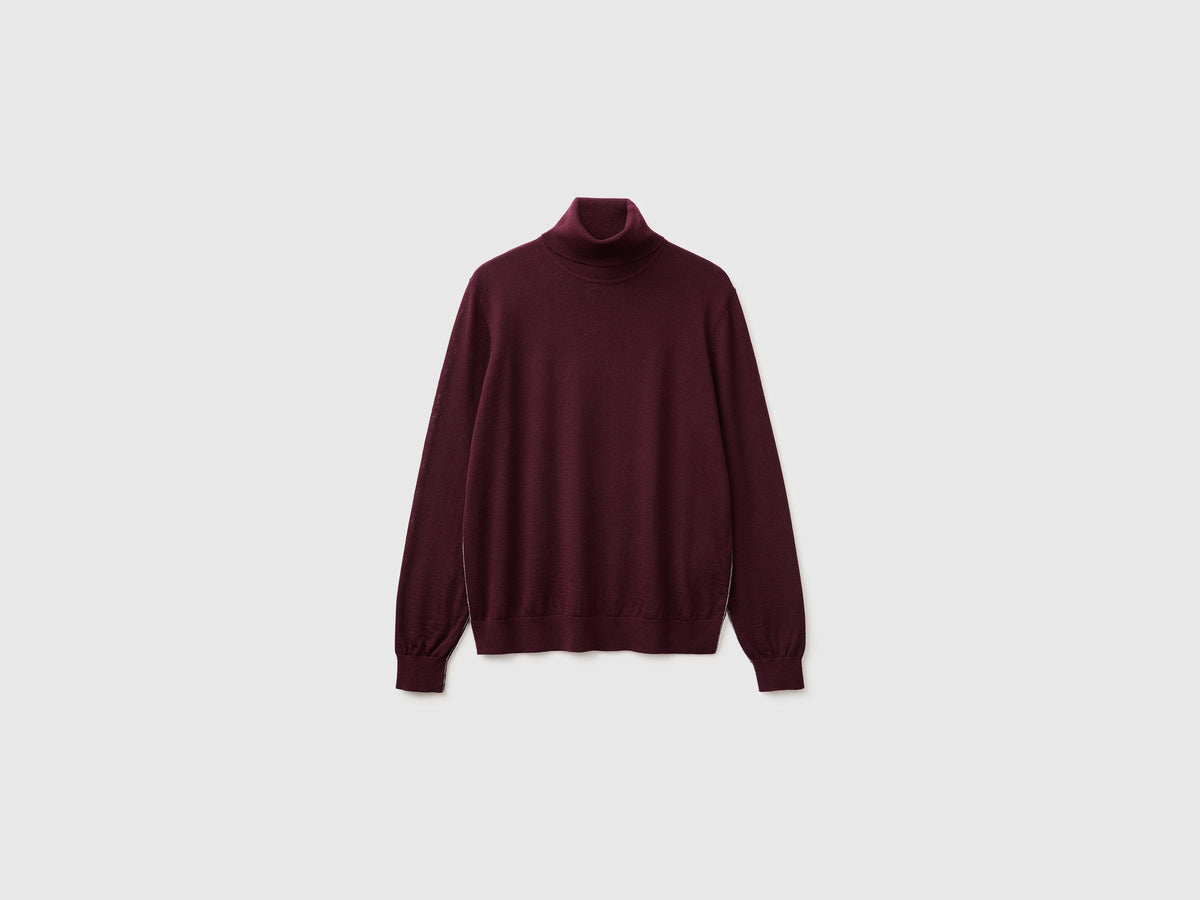 Maglia collo alto in pura lana Merino