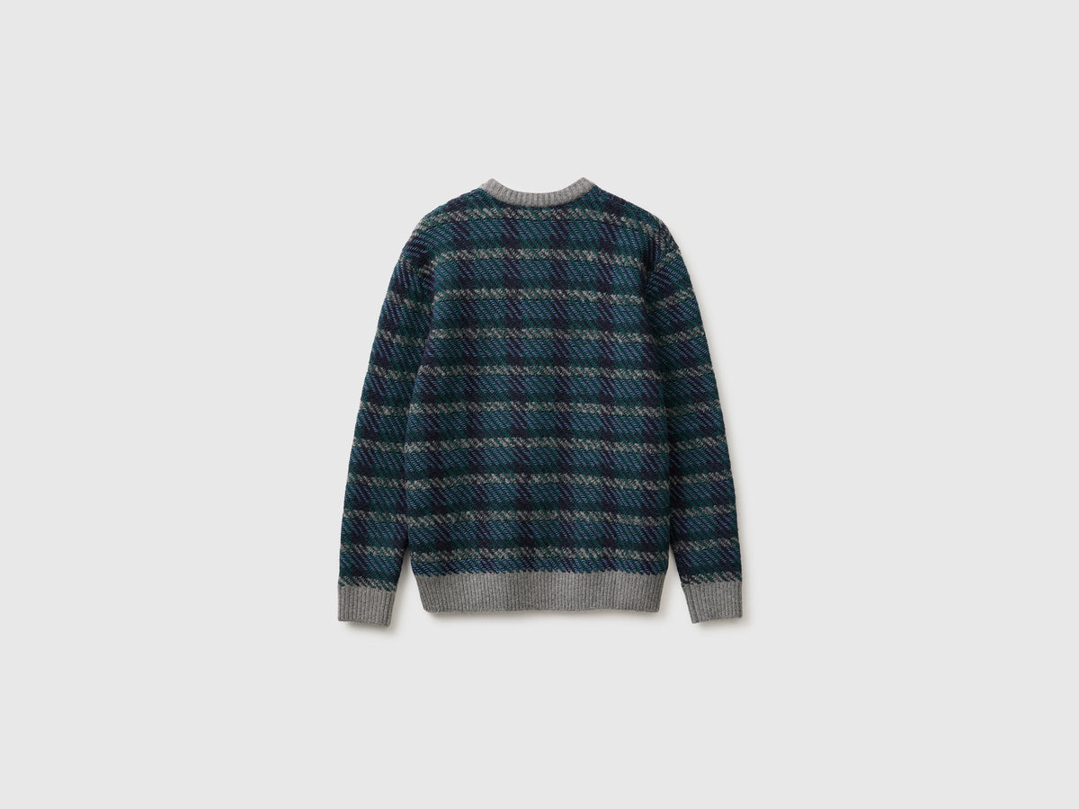 Maglia tartan in misto cotone e lana
