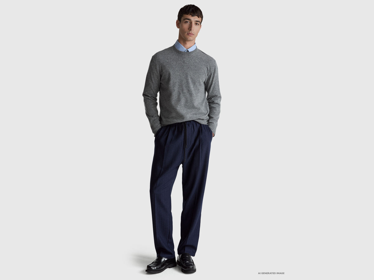 Maglia grigia in pura lana Merino