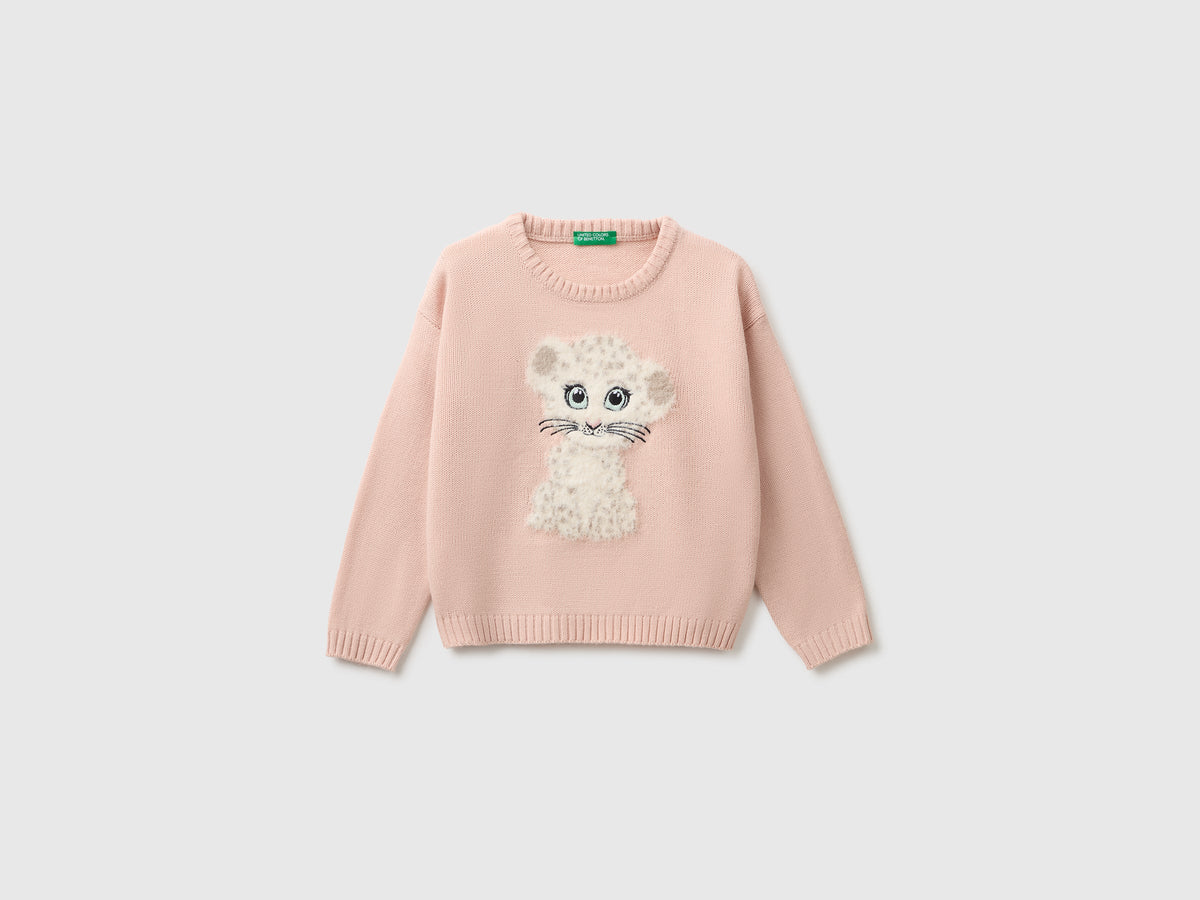 Maglione con intarsio peloso