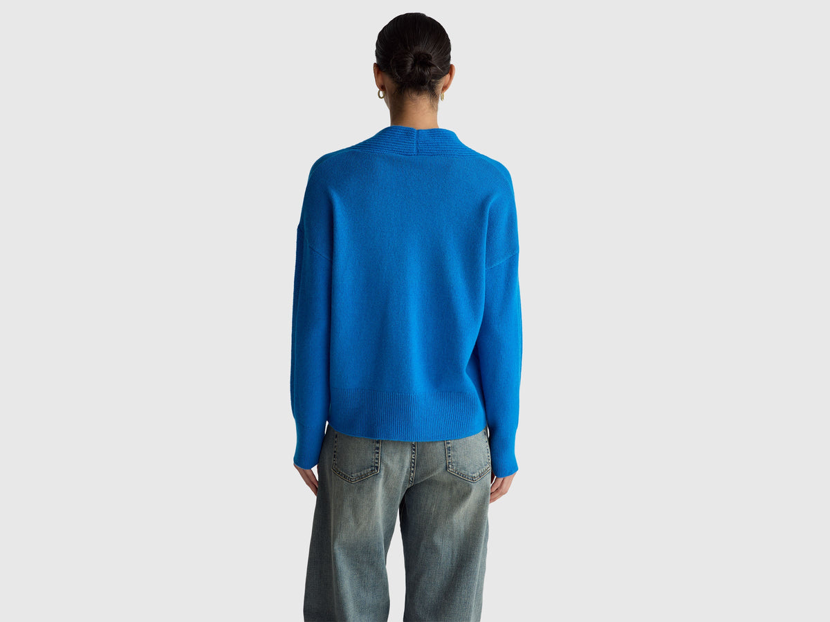 Maglione scollo a V 100% lana