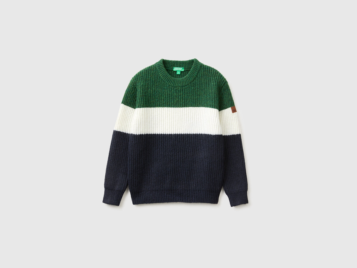 Maglia girocollo a righe in misto lana