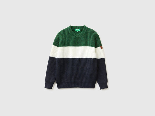 Maglia girocollo a righe in misto lana
