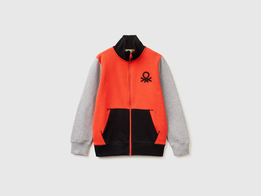 Felpa con zip in puro cotone