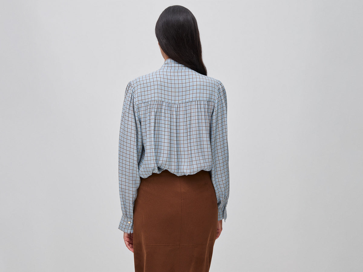 Blusa a quadretti vichy con fiocco