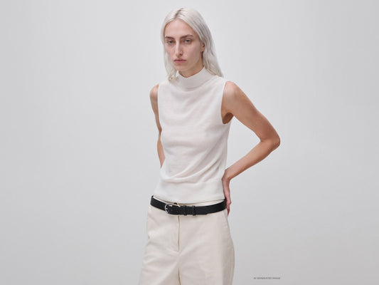 Lupetto smanicato in misto lana ultralight