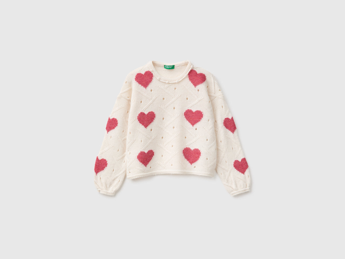 Maglia con intarsio cuori