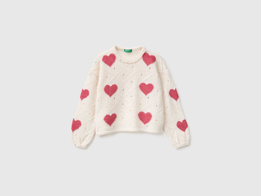 Maglia con intarsio cuori