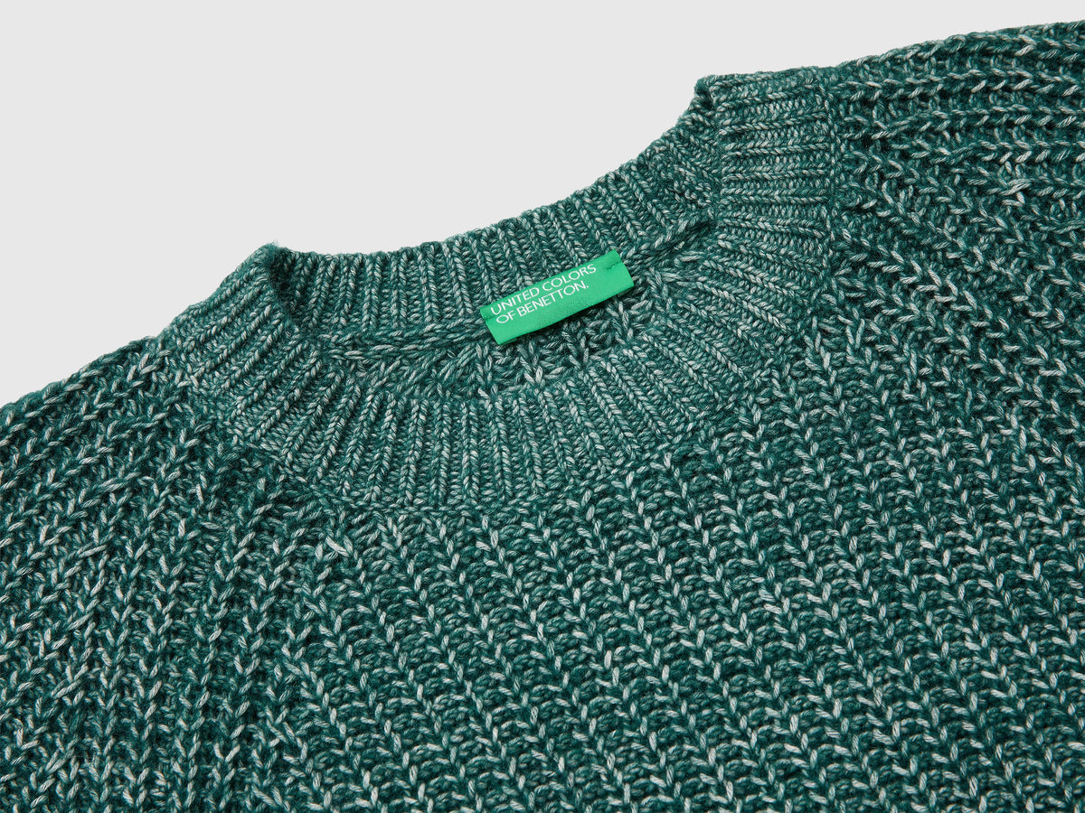 Maglia mélange in misto cotone e lana