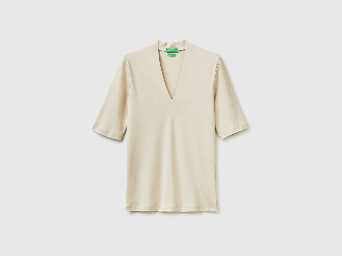 T-shirt slim fit in cotone a fibra lunga