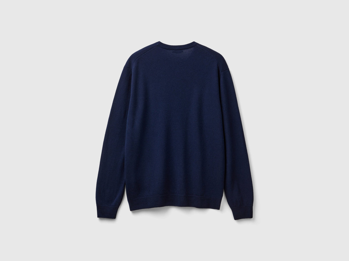 Maglia blu scuro in pura lana Merino