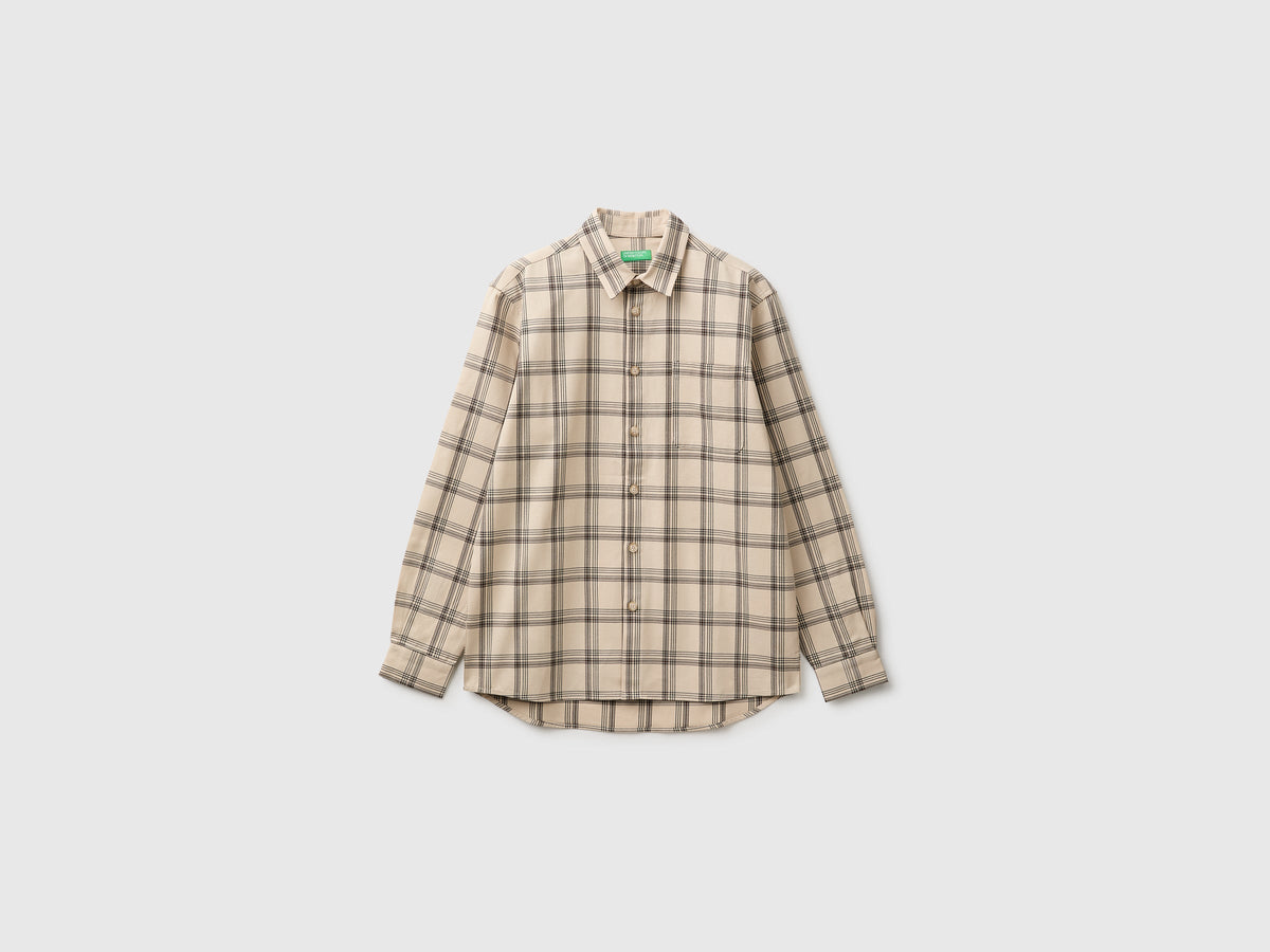 Camicia con taschino in lyocell e cotone