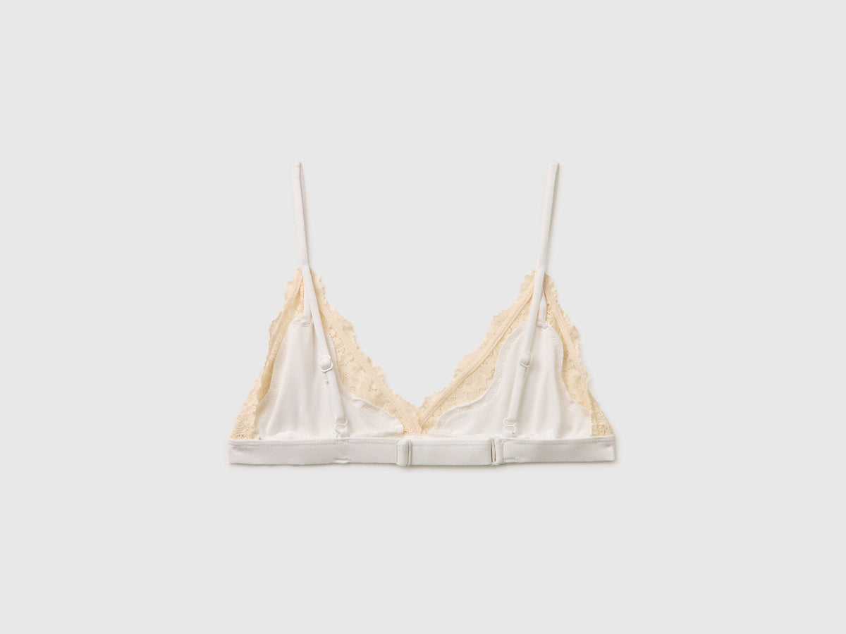 Reggiseno a triangolo in misto seta con pizzo