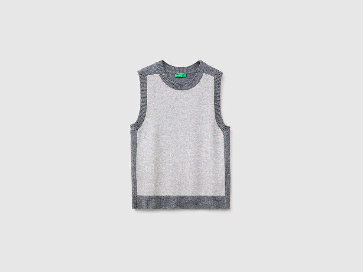 Gilet in maglia color block 100% lana