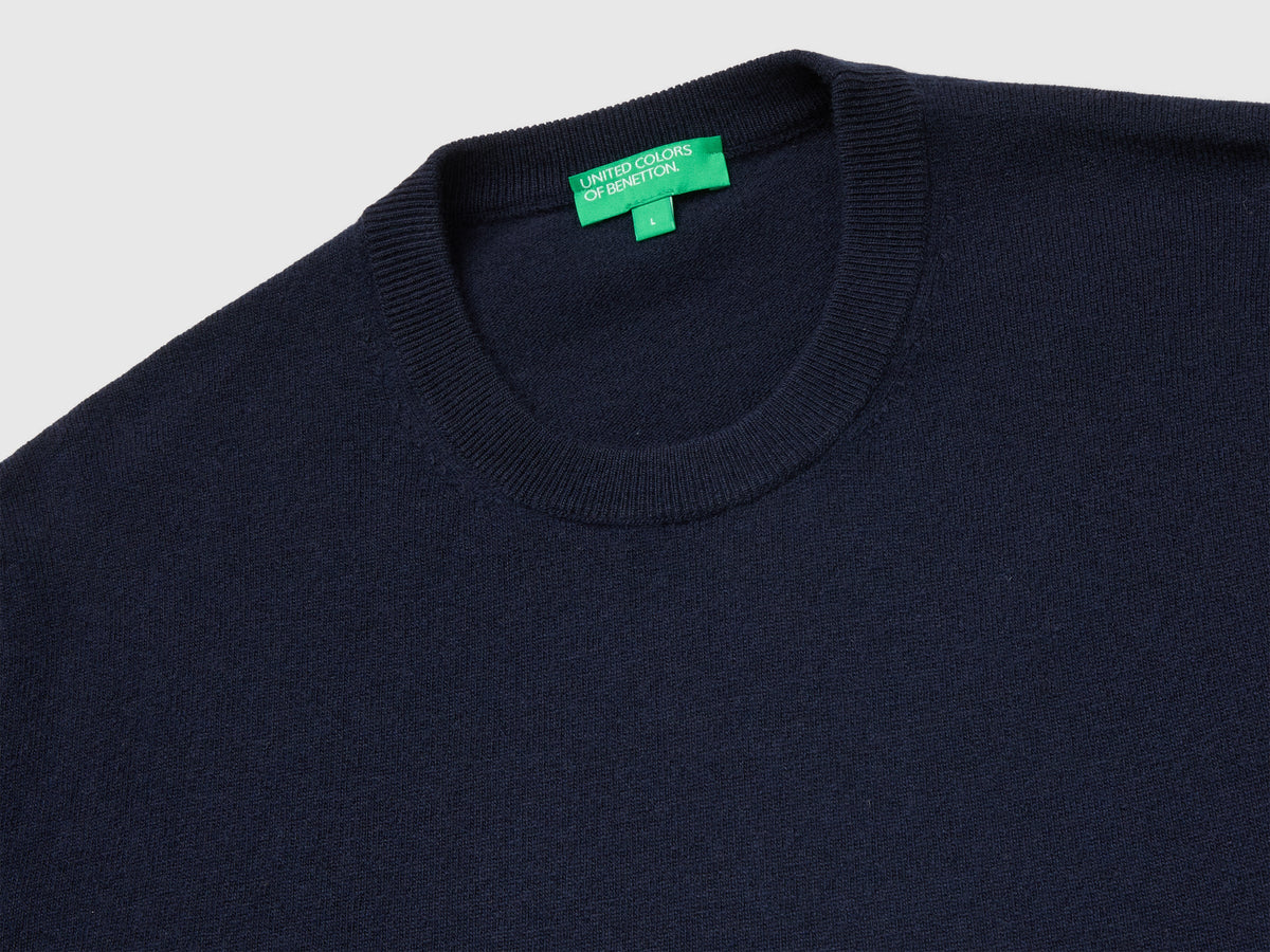 Maglia blu notte in pura lana Merino