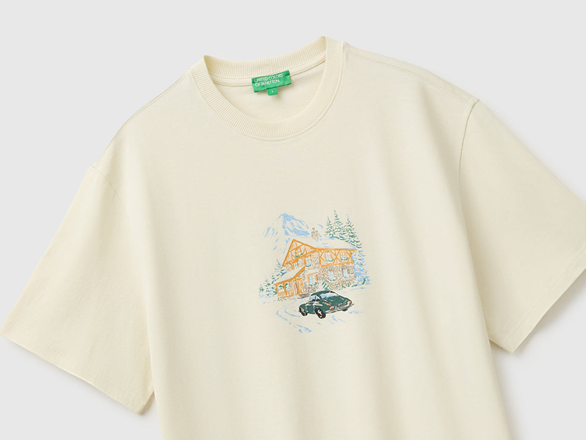 T-shirt relaxed fit con stampa in cotone bio