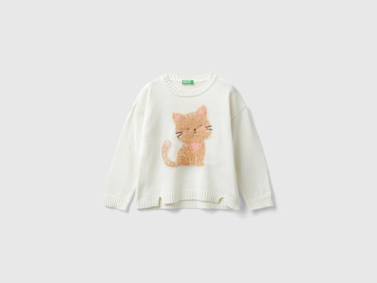 Maglioncino con intarsio gatto
