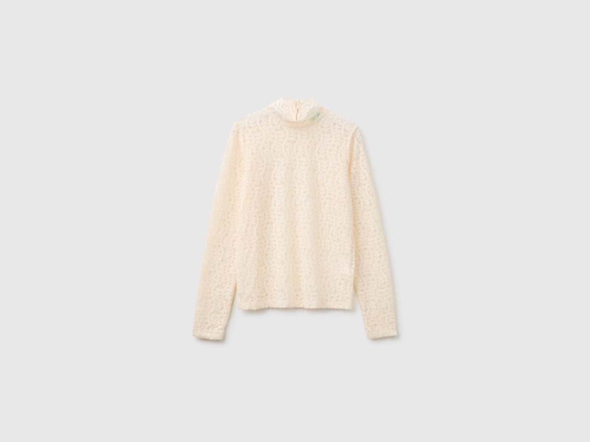 Blusa collo alto in pizzo