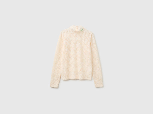 Blusa collo alto in pizzo