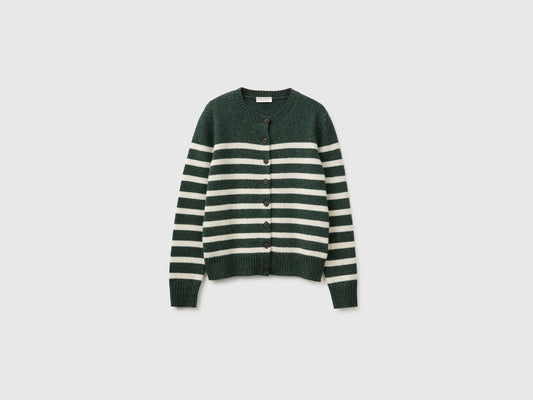 Cardigan a righe 100% lana Shetland