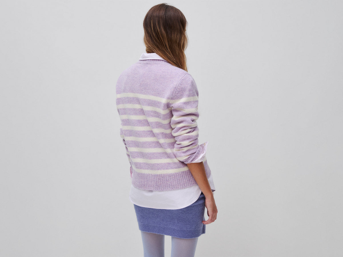 Cardigan a righe 100% lana Shetland
