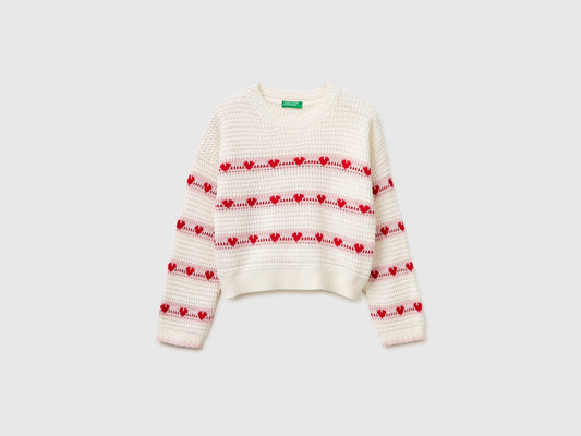 Maglia con righe e cuori