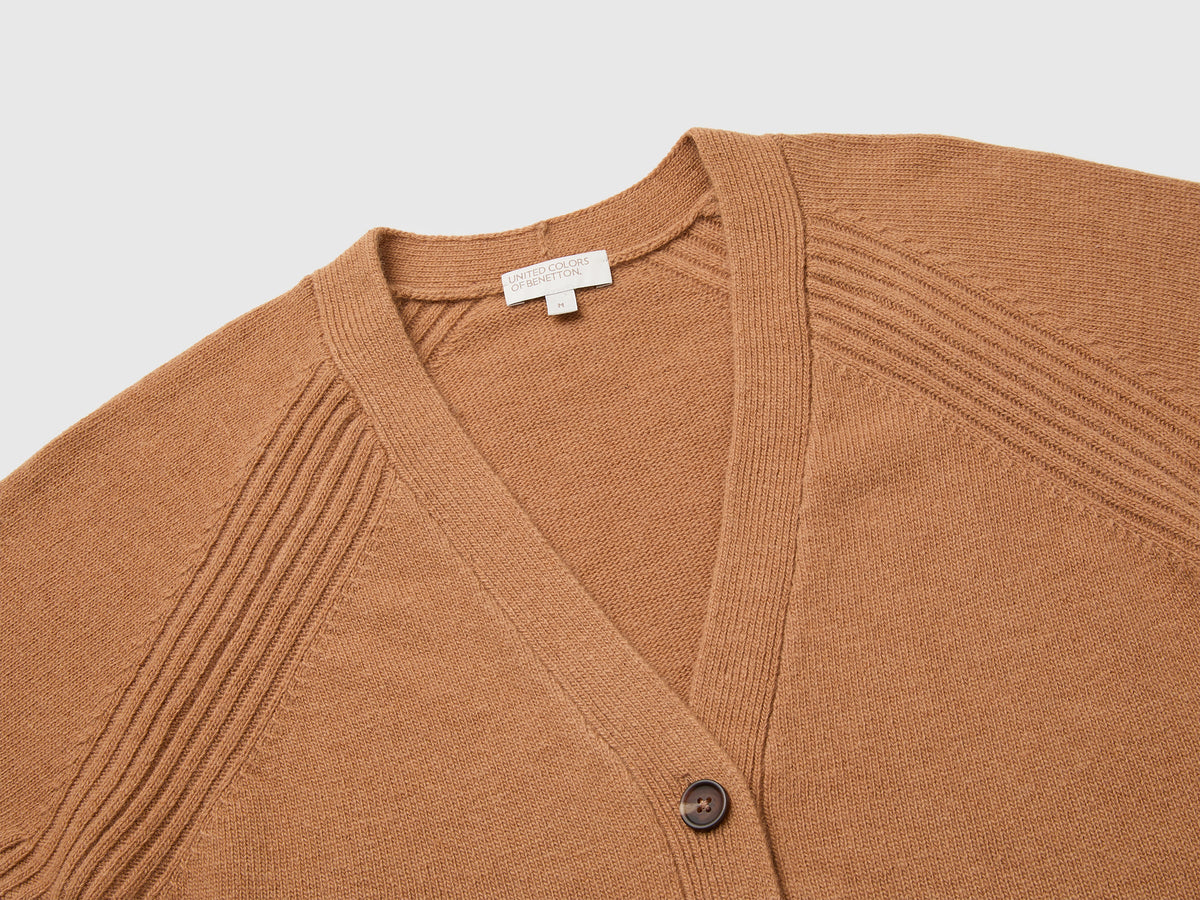 Cardigan over fit in misto lana