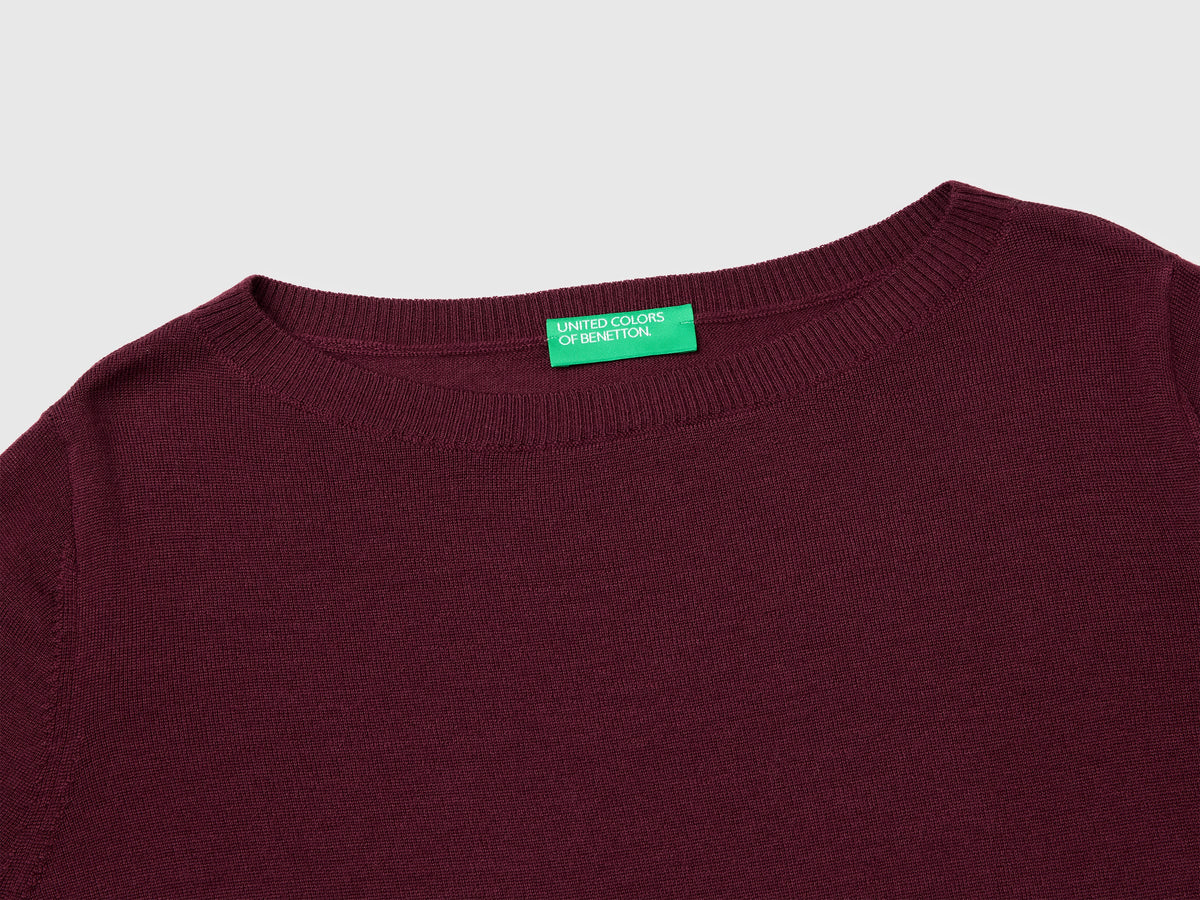 Maglia scollo a barchetta 100% lana Merino