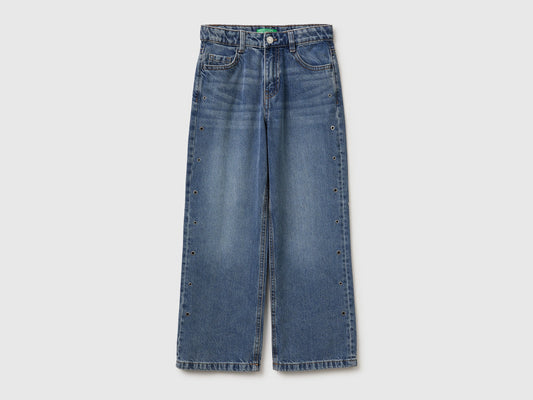 Jeans straight con occhielli