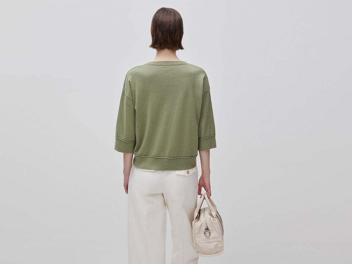 Maglia girocollo in cotone e lana