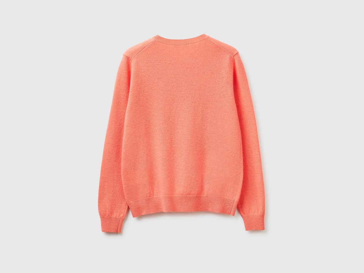 Cardigan girocollo pesca in pura lana Merino