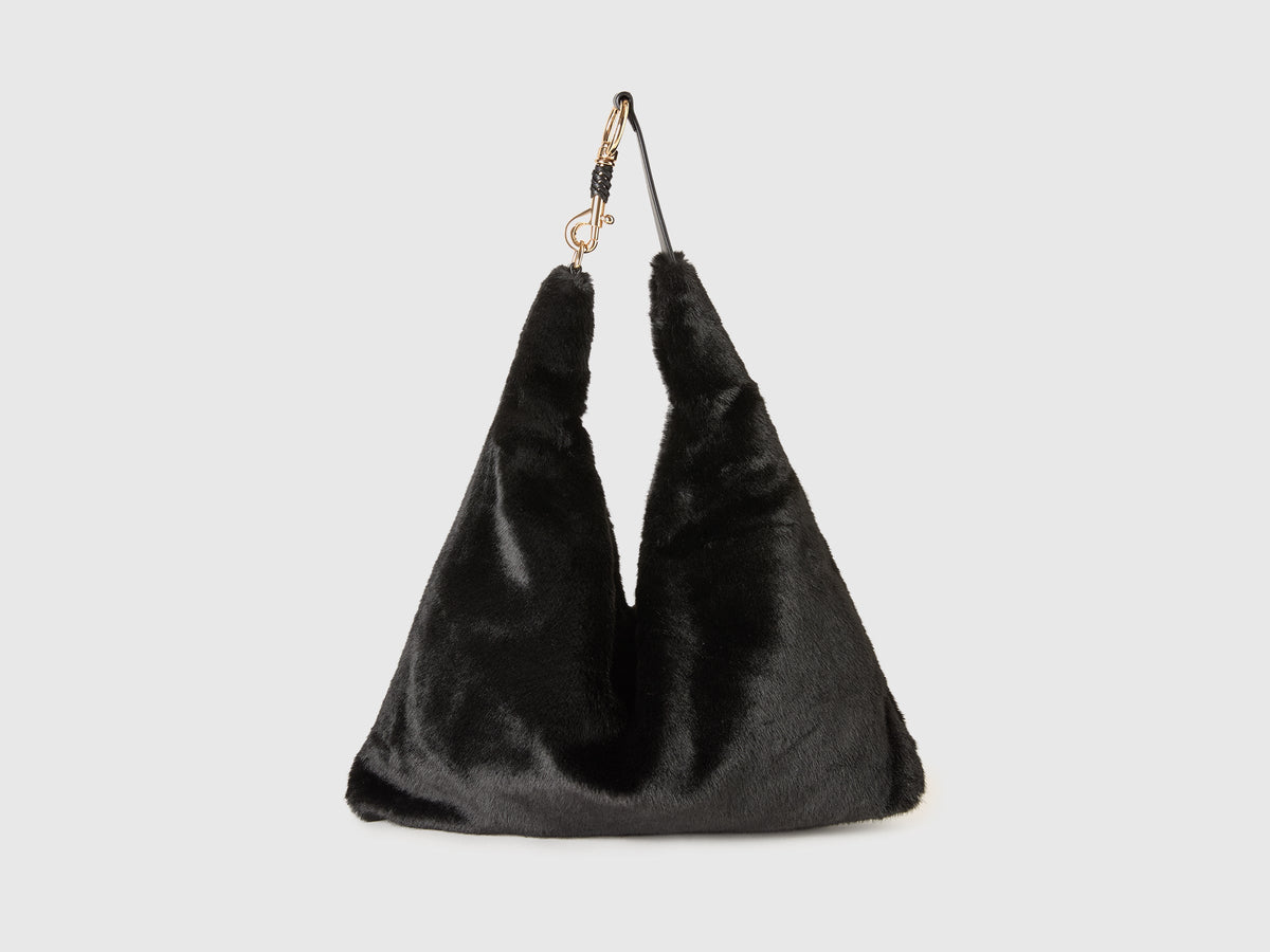 Borsa hobo in pelliccetta sintetica