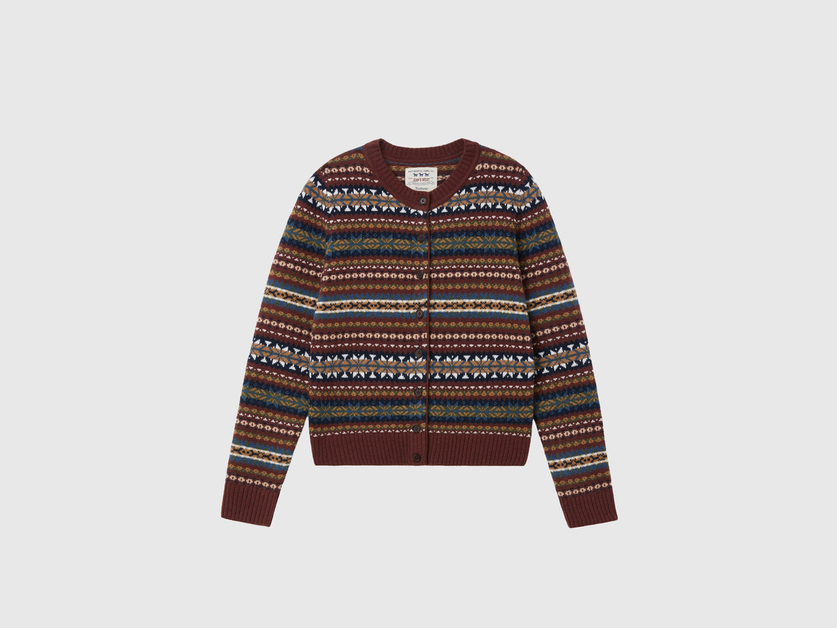 Cardigan jacquard in misto lana
