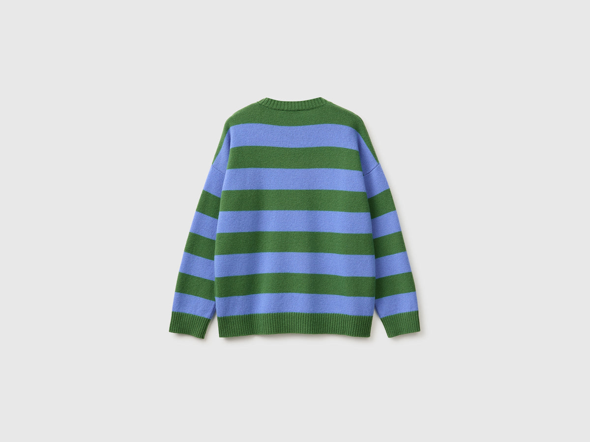 Maglia 100% lana a righe bicolor over fit