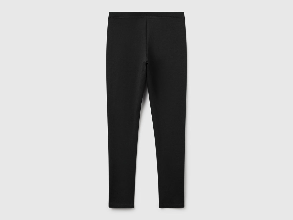 Leggings in cotone stretch con logo