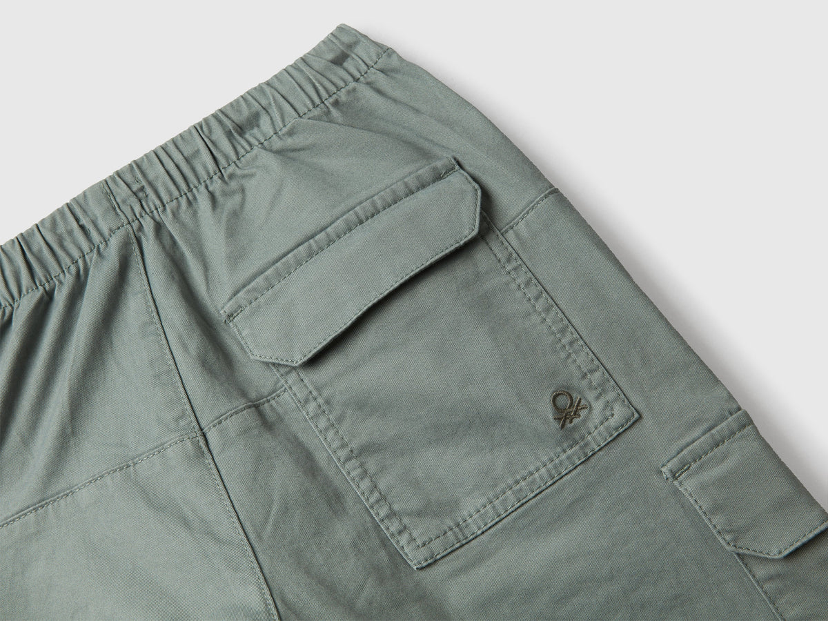 Pantaloni parachute in cotone stretch