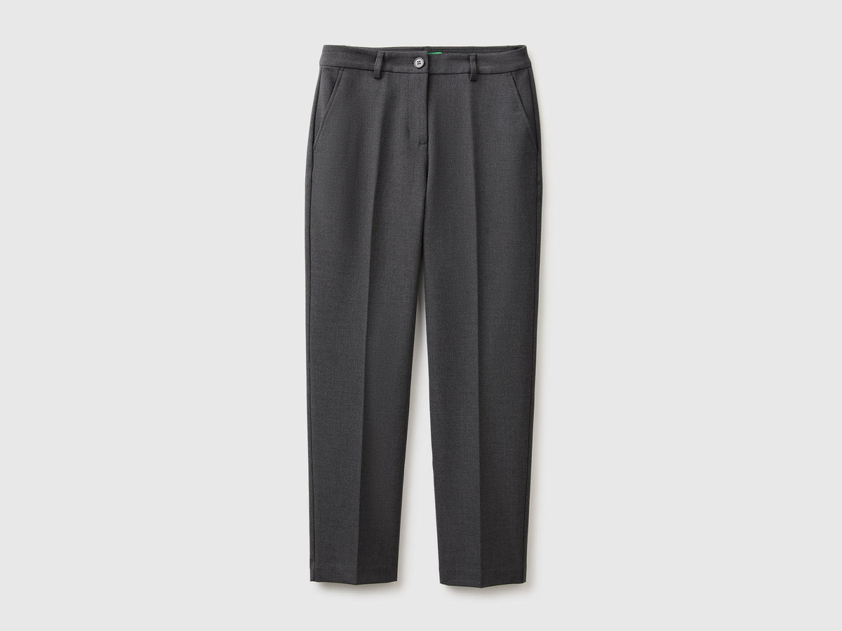 Pantaloni gamba dritta in misto viscosa stretch