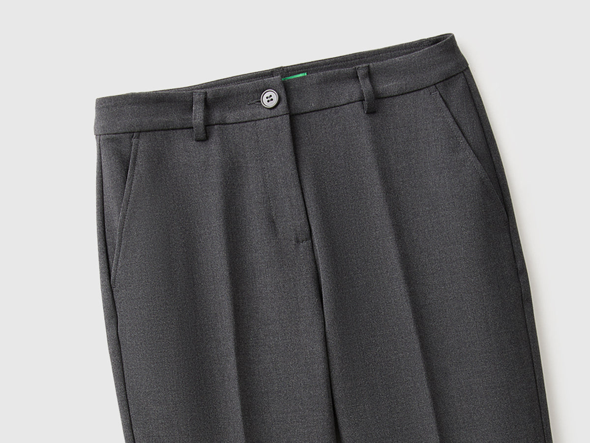 Pantaloni gamba dritta in misto viscosa stretch