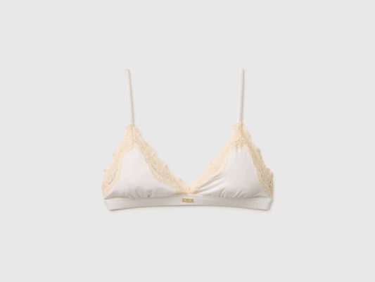 Reggiseno a triangolo in misto seta con pizzo