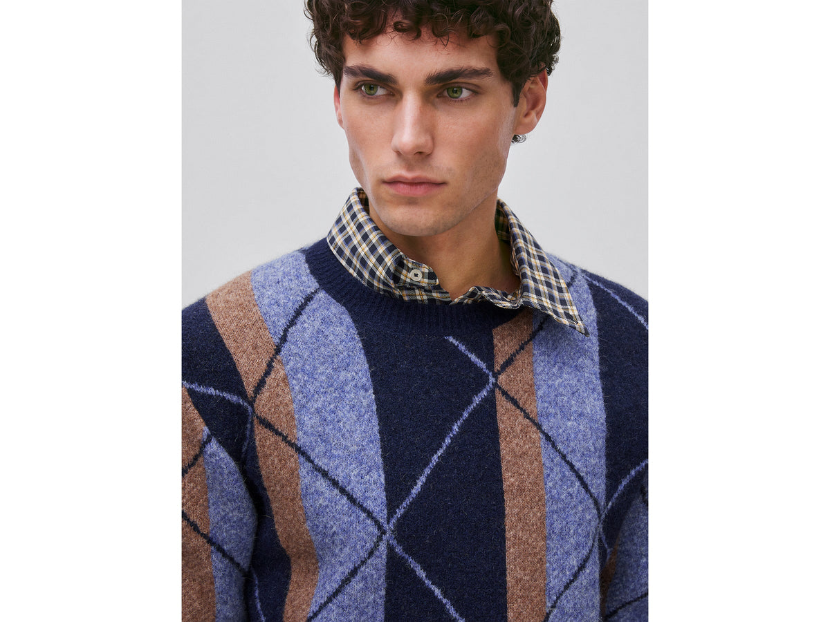 Maglia con righe e rombi in misto lana e alpaca