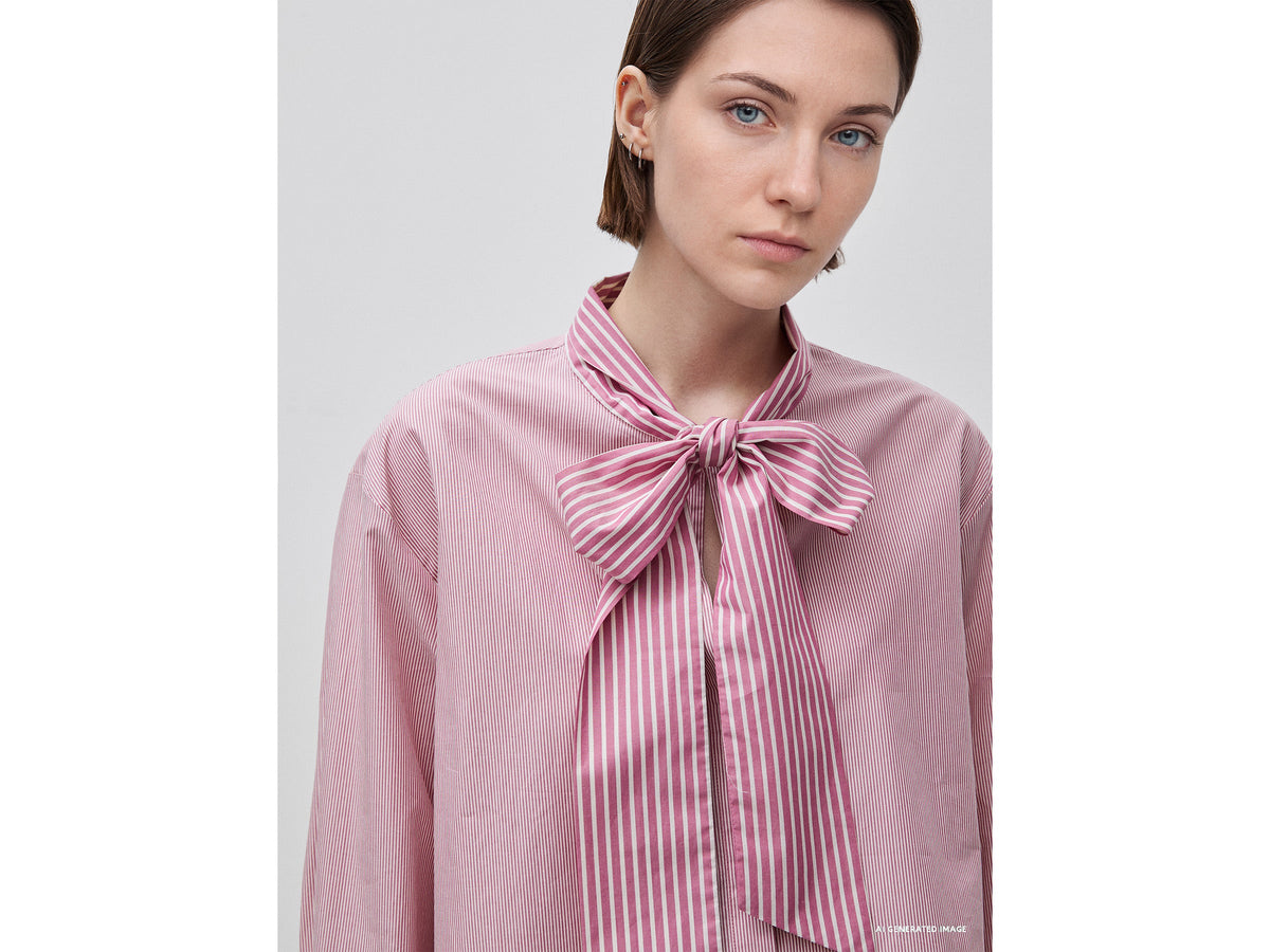 Camicia crop a righe con fiocco