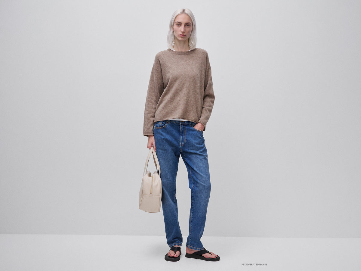 Maglia girocollo in misto lana e cashmere