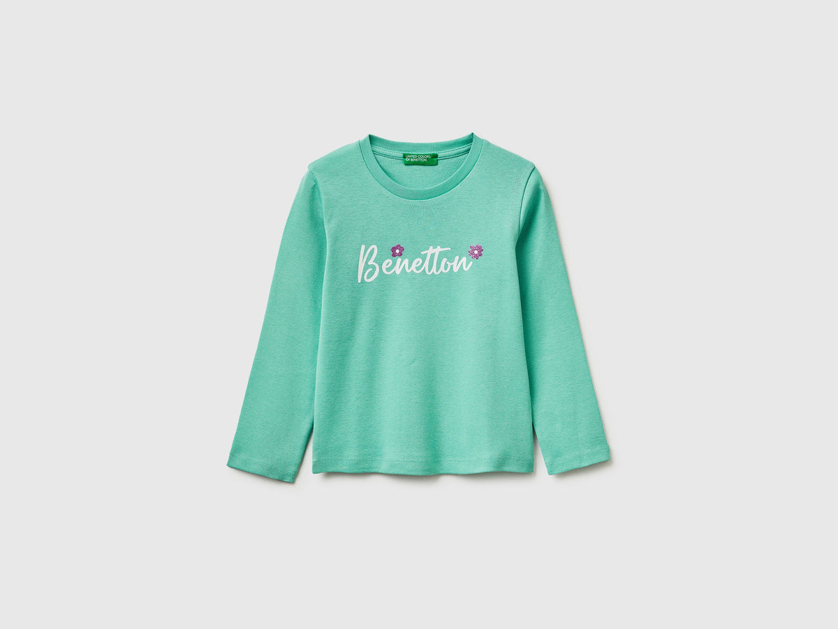 Maglietta con logo glitter in cotone bio